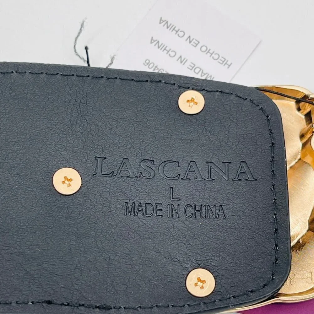 Lascana New Women's Black and Gold Square Waist Belt Size‎ L Elastic